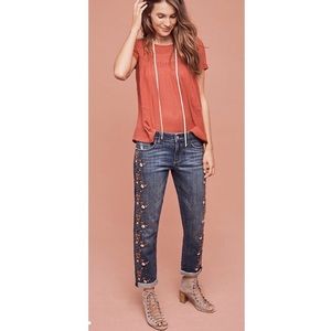 Mid-Rise Embroidered Jeans - Pilcro Hyphen